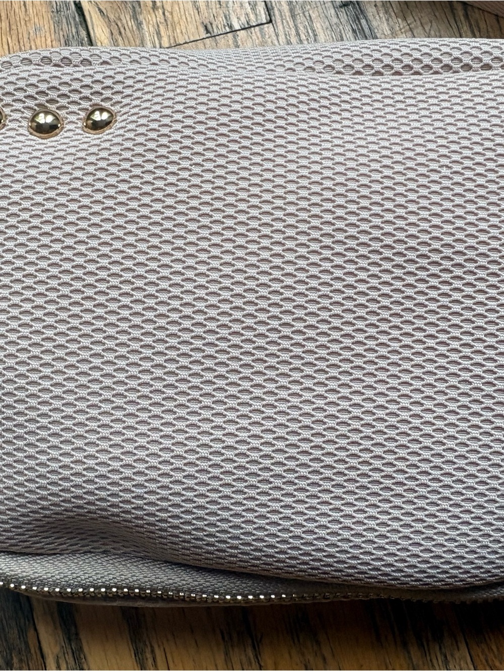 Beige Mesh Belt Bag with Adjustable Brown Strap - Picture 6 of 6
